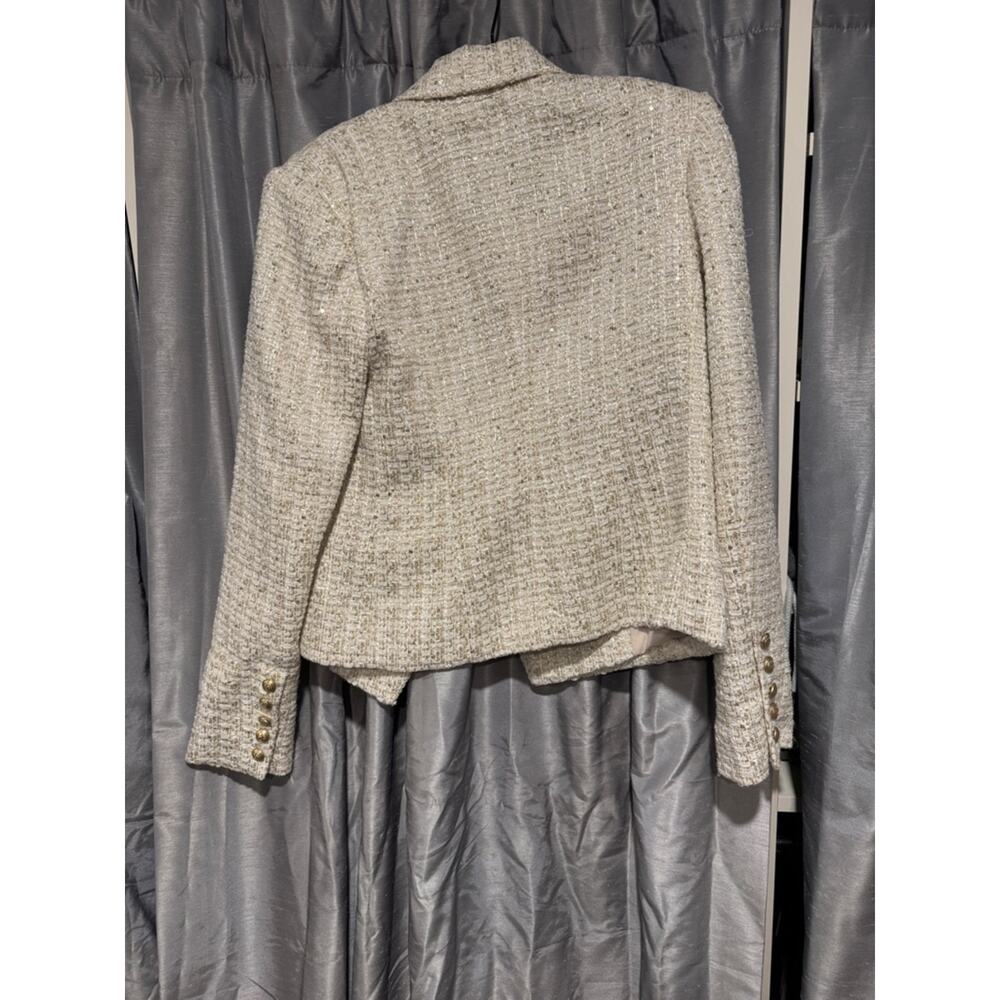 L'AGENCE Cream Tweed Double-Breasted Cropped Blazer size 4 NWT - Picture 4 of 6